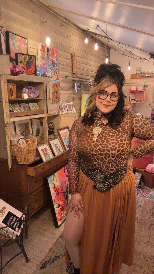 Cheetah print Mesh top