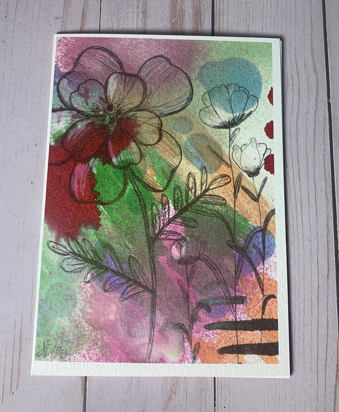 Flowers over abstract