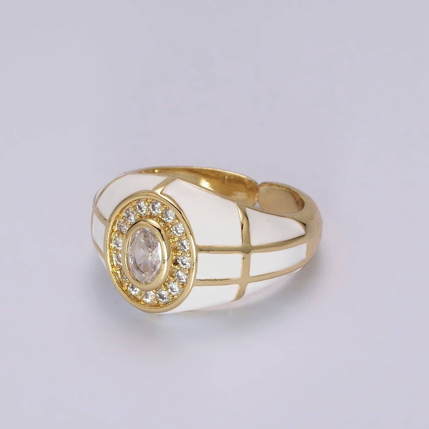 14K Gold Filled Chunky Colorful Ring Dome Cocktail Ring: Black
