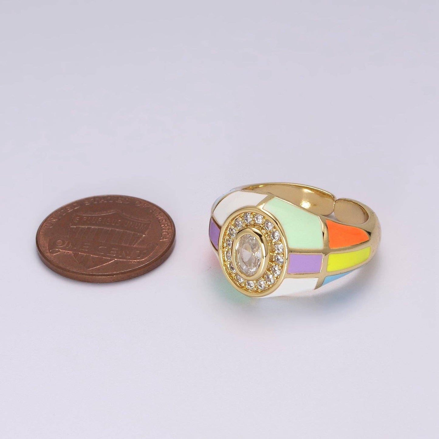 14K Gold Filled Chunky Colorful Ring Dome Cocktail Ring: Black