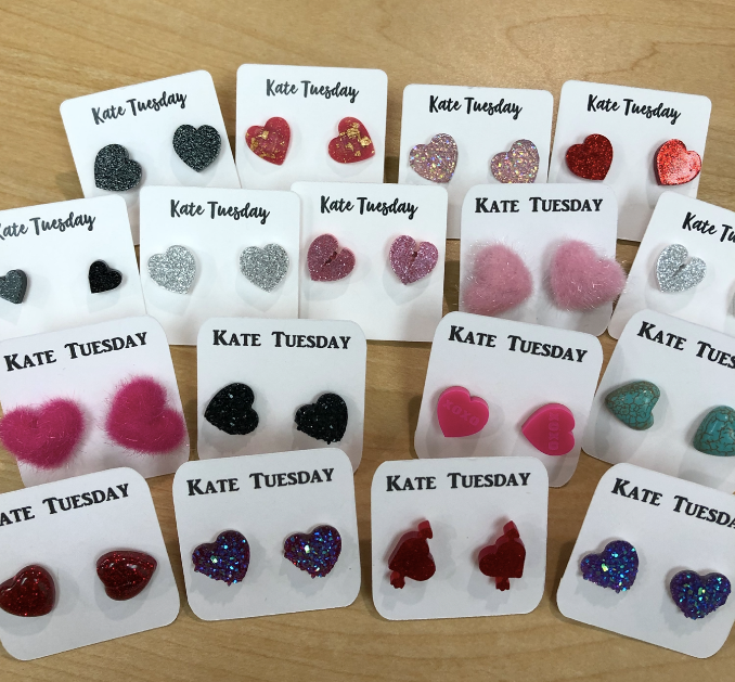Random Valentines Day Heart Earring Grab Bag Random: 10 Pairs