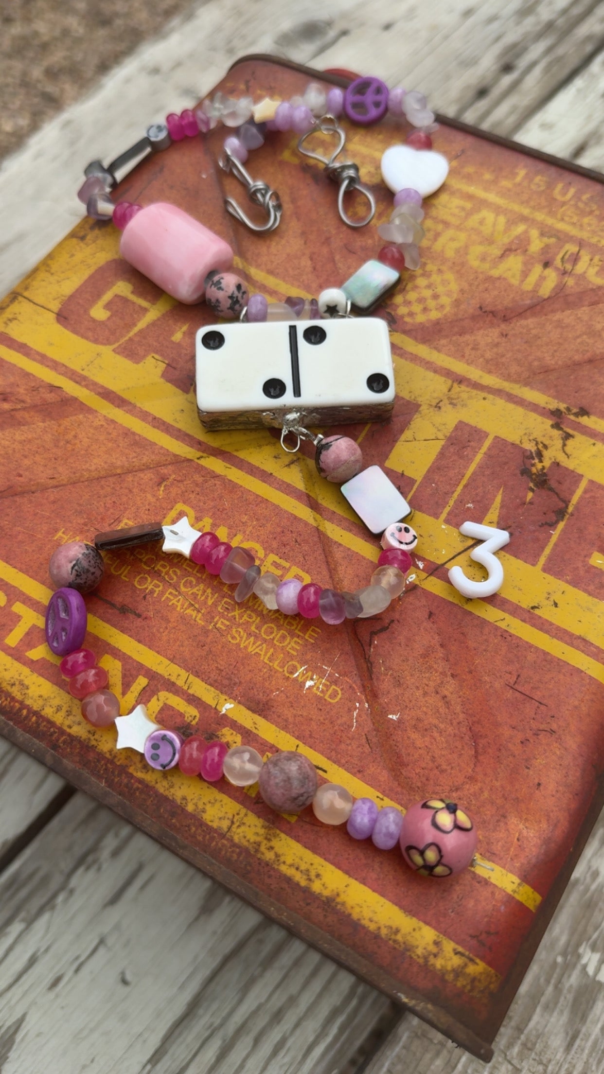 Purple Vintage domino lariat necklace