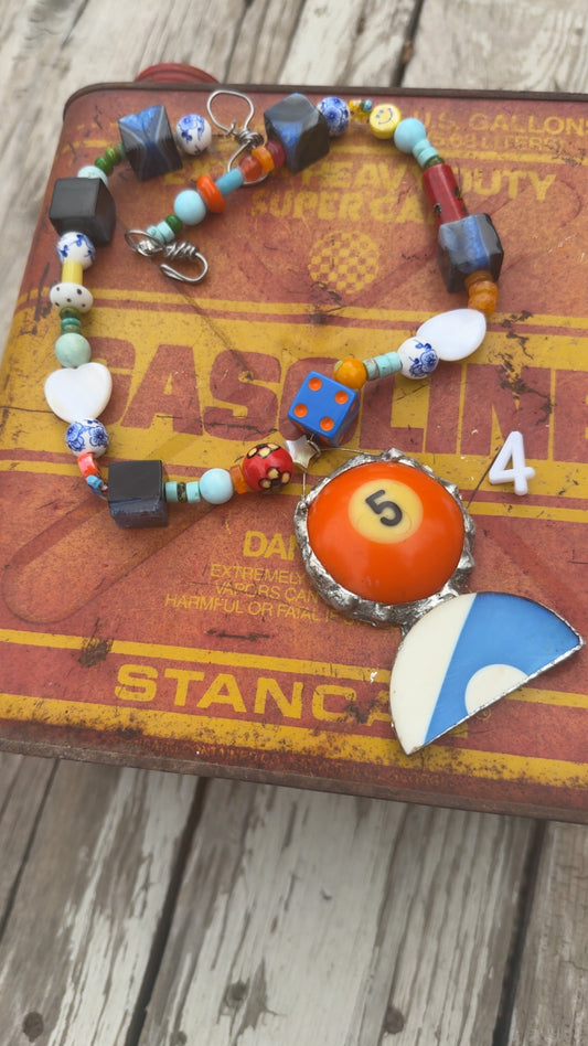 Vintage orange number 5 necklace
