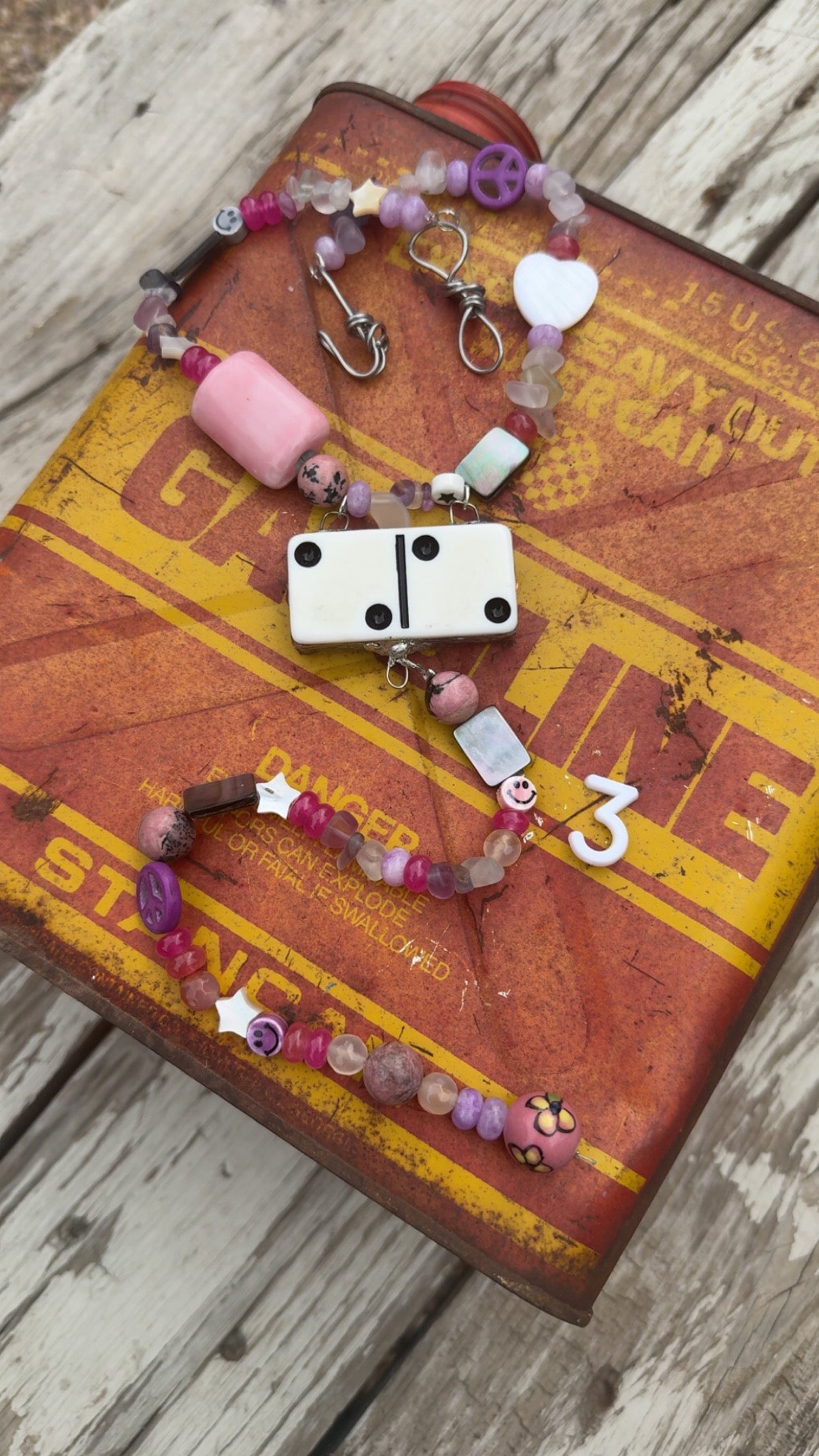 Purple Vintage domino lariat necklace