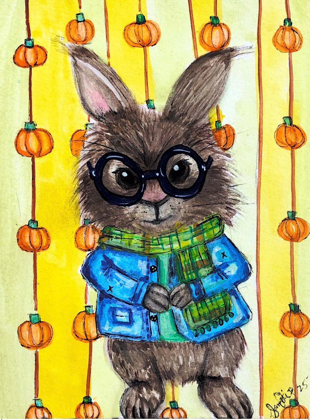 Sweater Weather Snuggles — Fall Bunny Greeting Card