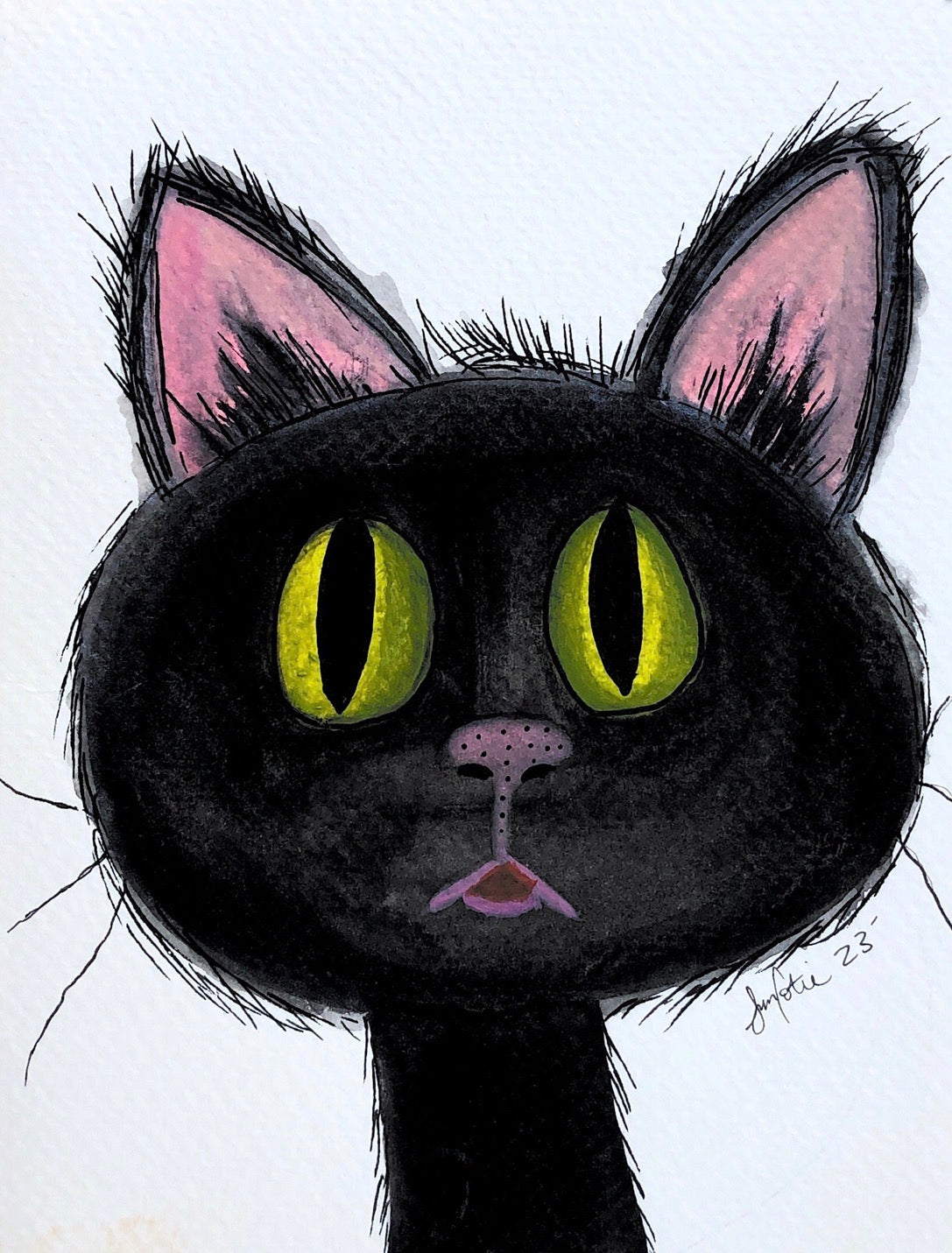 Midnight Mischief Black Cat Greeting Card