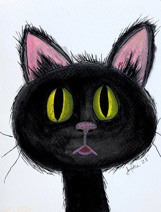 Midnight Mischief Black Cat Greeting Card