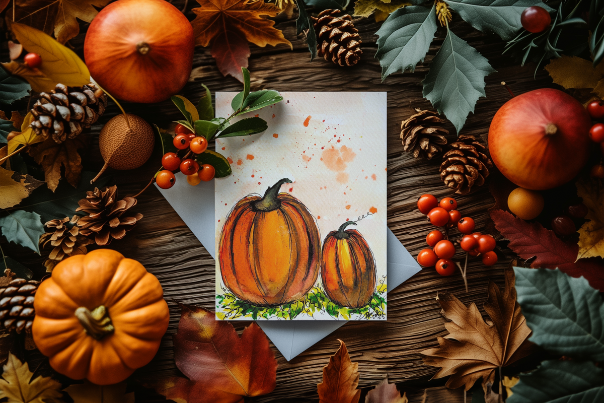Perfect Pair of Pumpkins — Fall Greeting Card