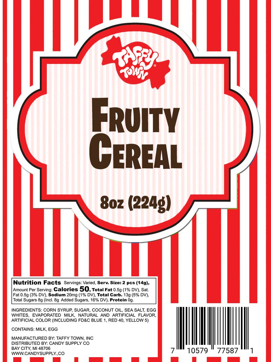 Fruity Cereal Salt Water Taffy by Taffy Town - 8oz Retail