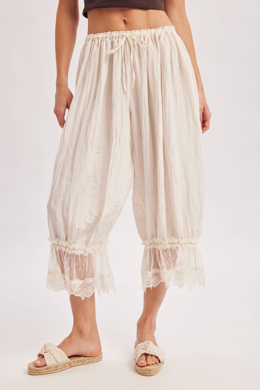 LACE TRIMMED MIDI BLOOMER pant Cocoa