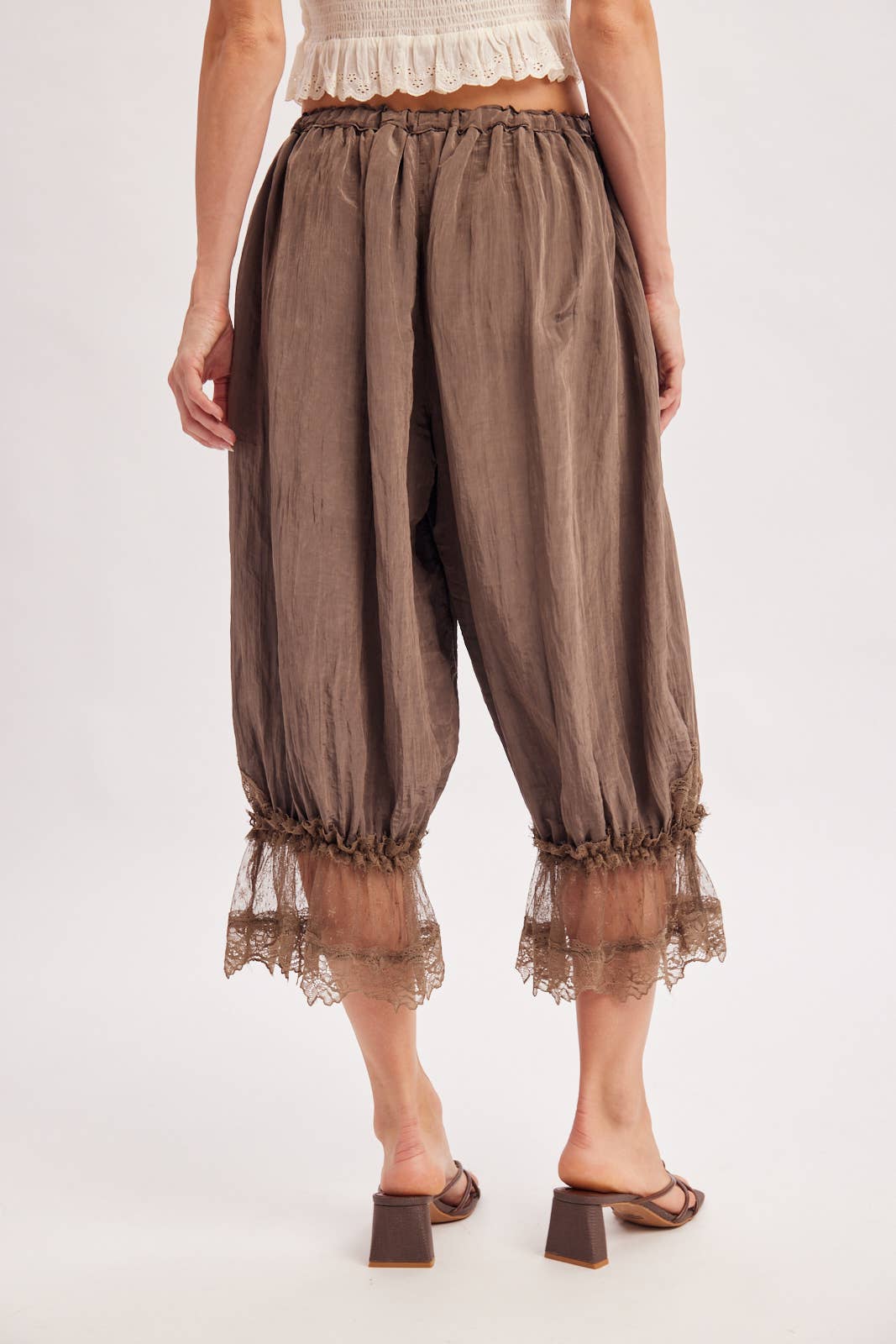 LACE TRIMMED MIDI BLOOMER pant Cocoa