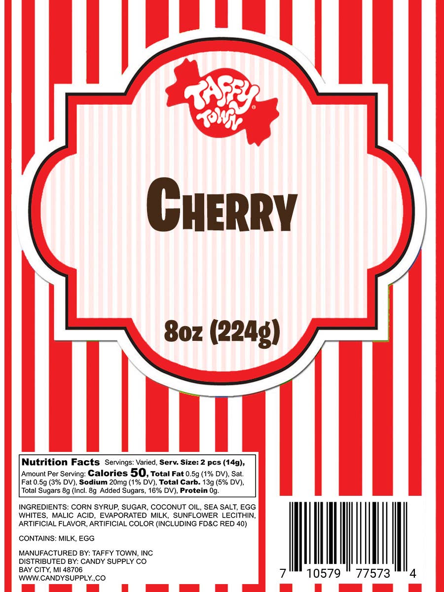 Cherry Salt Water Taffy by Taffy Town - 8oz Retail