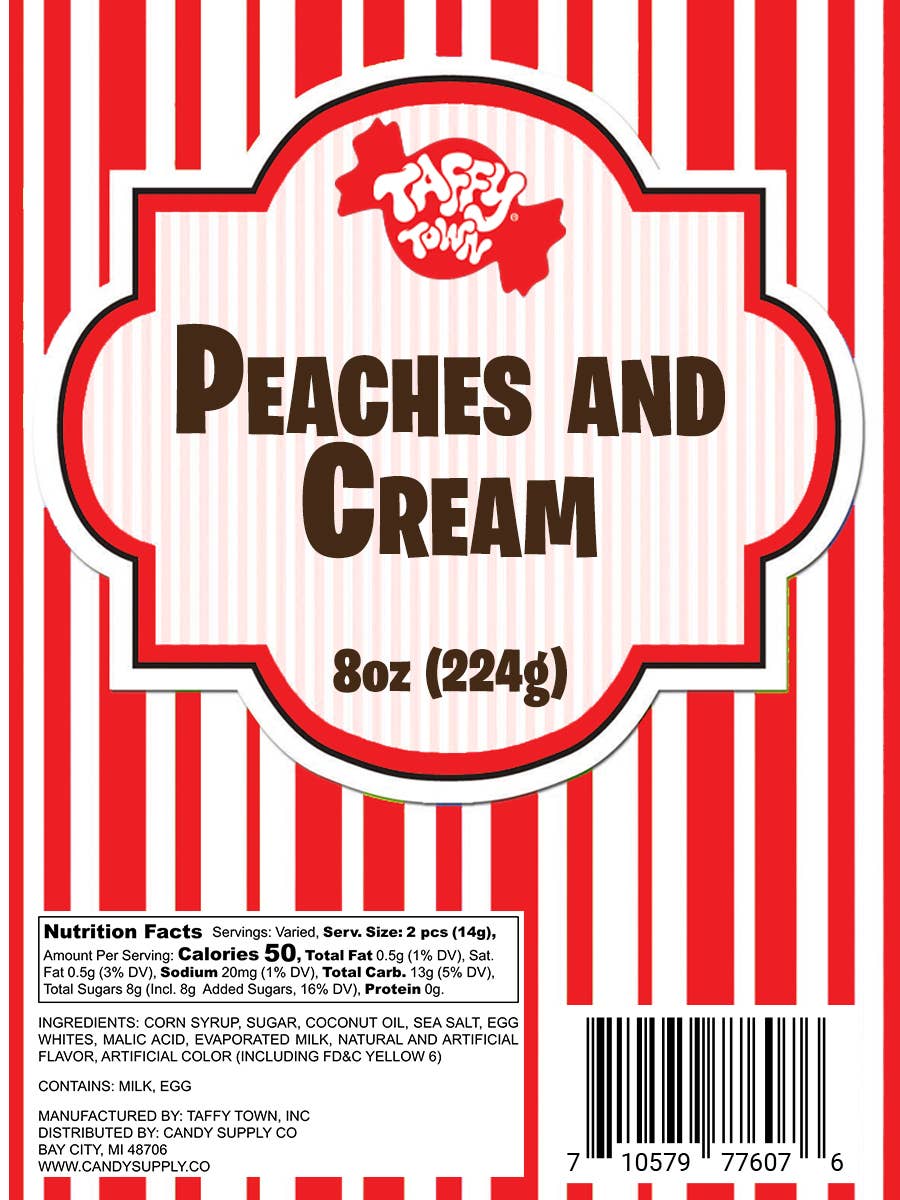 Peaches N Cream Salt Water Taffy by Taffy Town - 8oz Retail