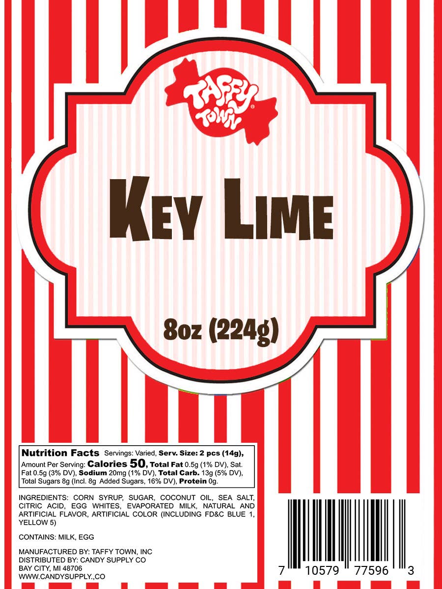 Key Lime Salt Water Taffy by Taffy Town - 8oz Retail