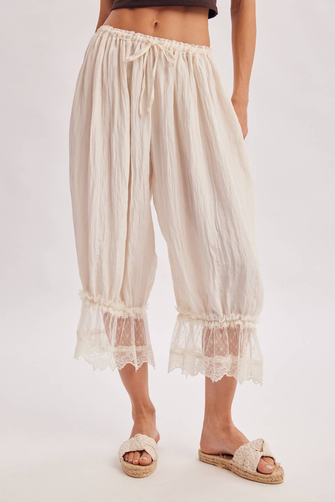 LACE TRIMMED MIDI BLOOMER pant Cocoa