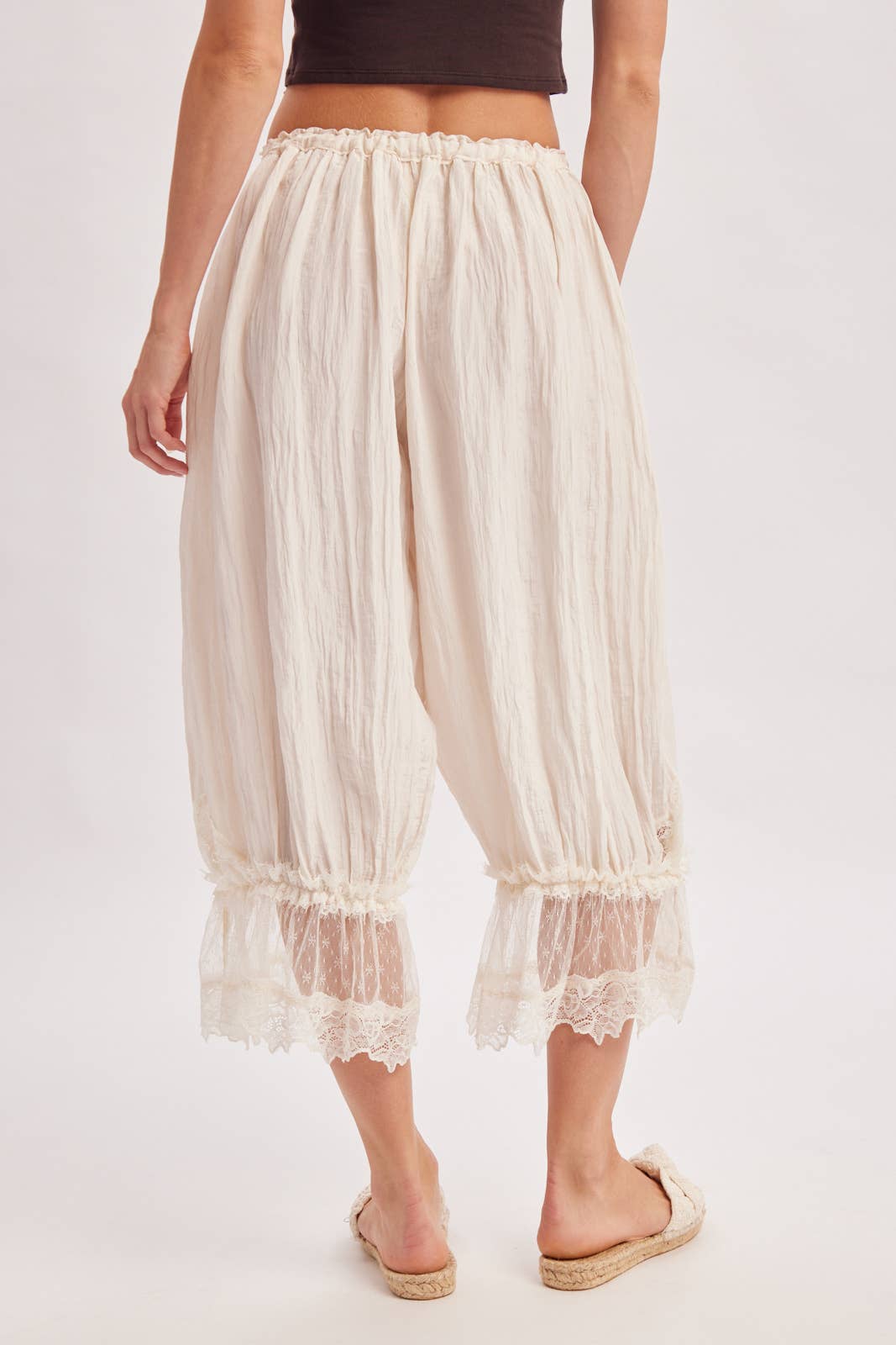 LACE TRIMMED MIDI BLOOMER pant Cocoa
