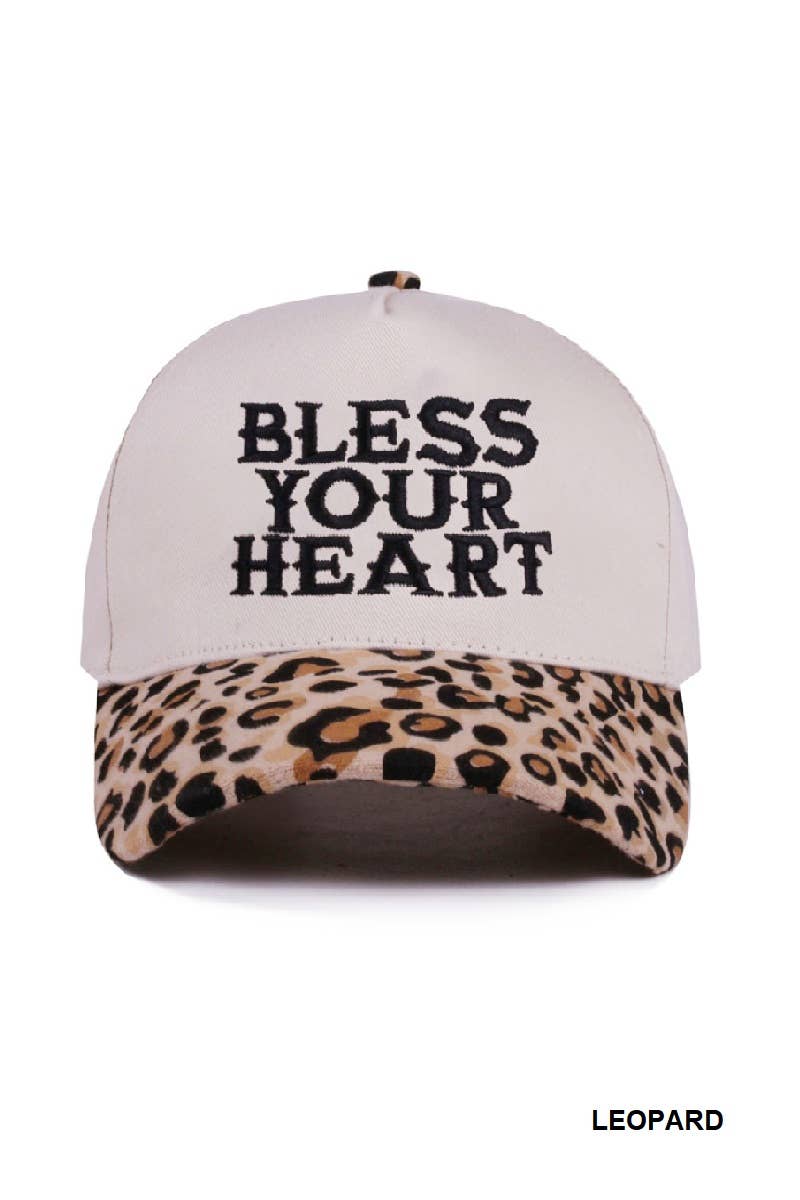 .....1015 Bless Your Heart Two Tone Canvas Cotton Cap SI-28920: LEOPARD-190217, OS