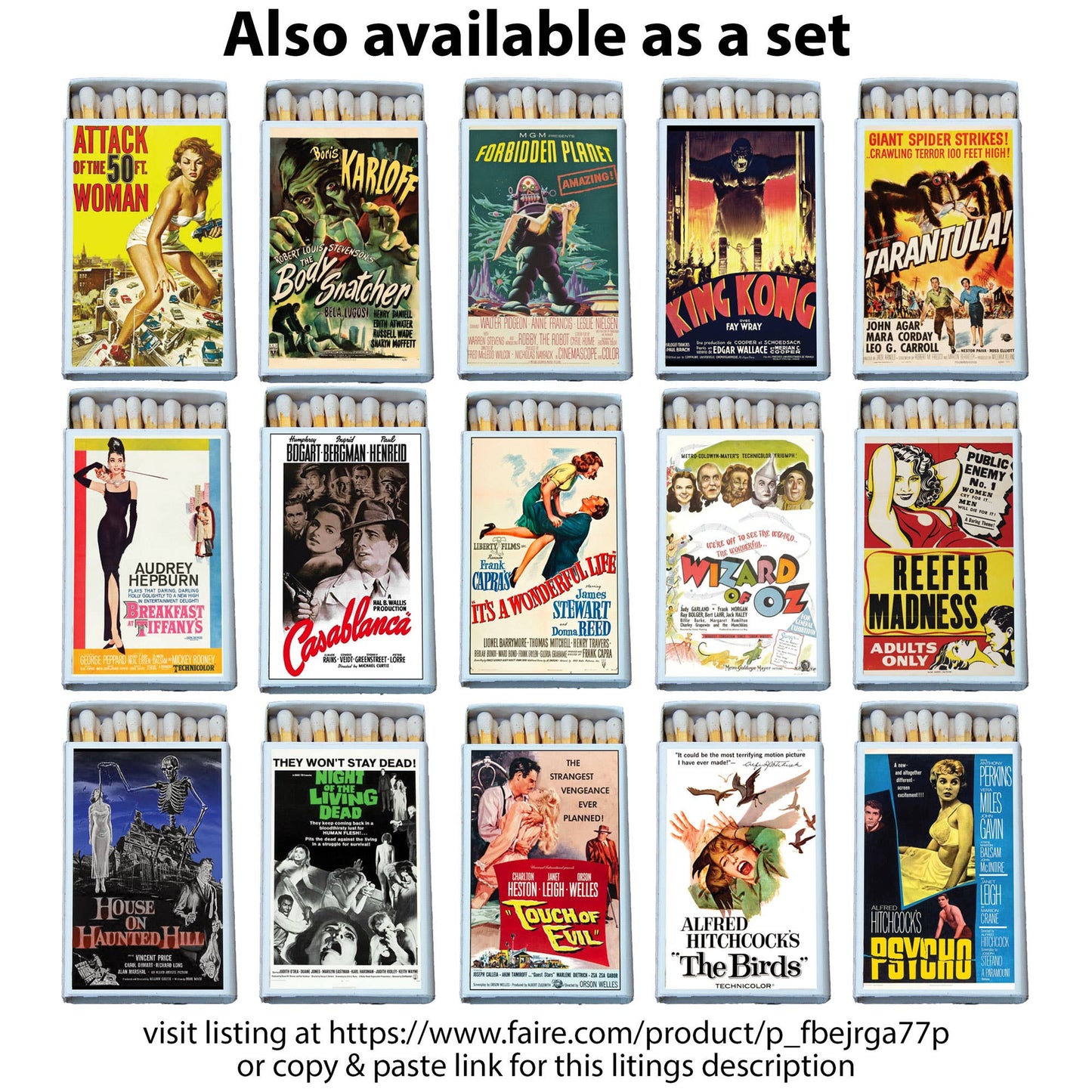 Classic Holiday Movie Poster Matchbox • Candle Acc • Matches