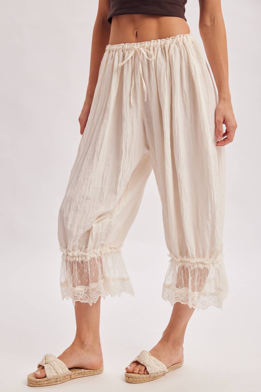 LACE TRIMMED MIDI BLOOMER pant Cocoa