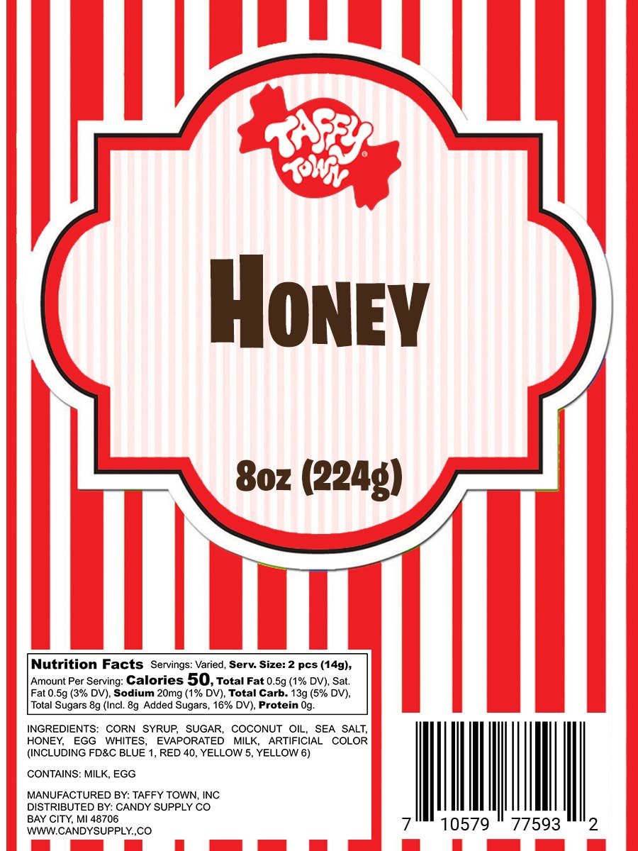 Honey Salt Water Taffy by Taffy Town - 8oz Retail