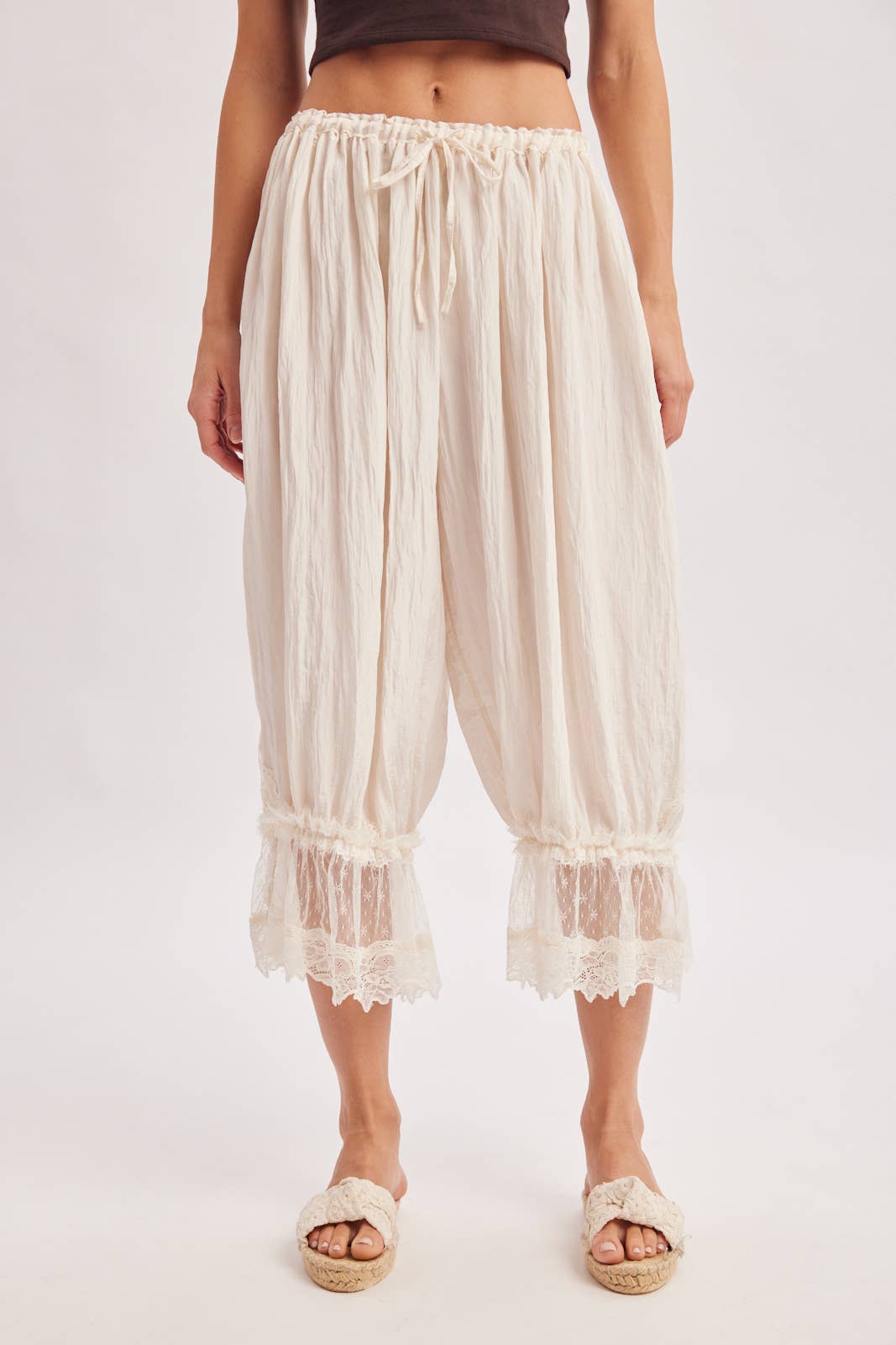 LACE TRIMMED MIDI BLOOMER pant Cocoa