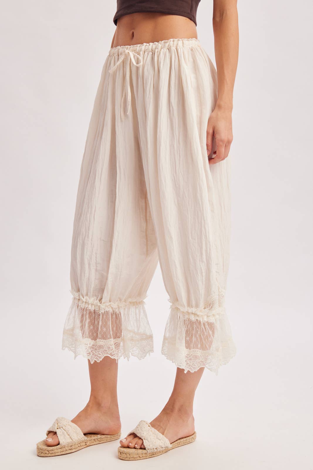 LACE TRIMMED MIDI BLOOMER pant Cocoa