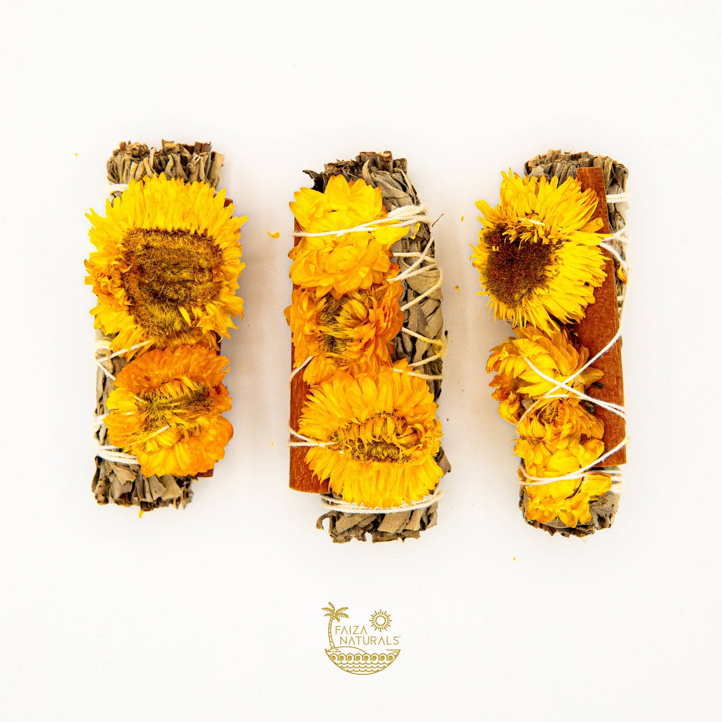 Cinnamon and Sunflower with White Sage Bundles