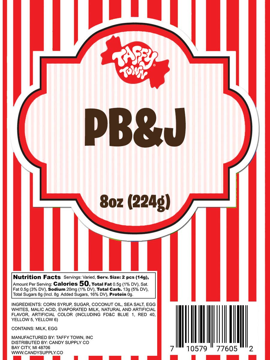 PB&J Salt Water Taffy by Taffy Town - 8oz Retail