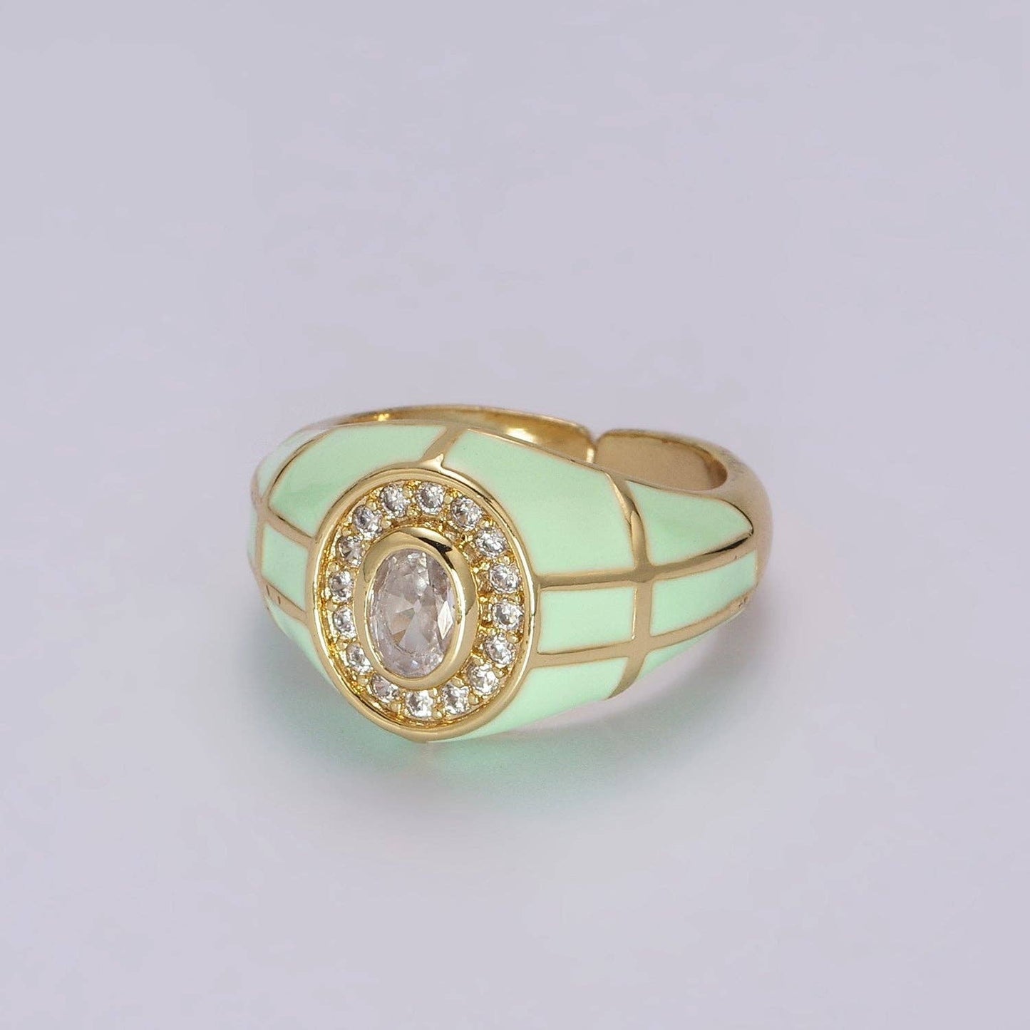 14K Gold Filled Chunky Colorful Ring Dome Cocktail Ring: Pink