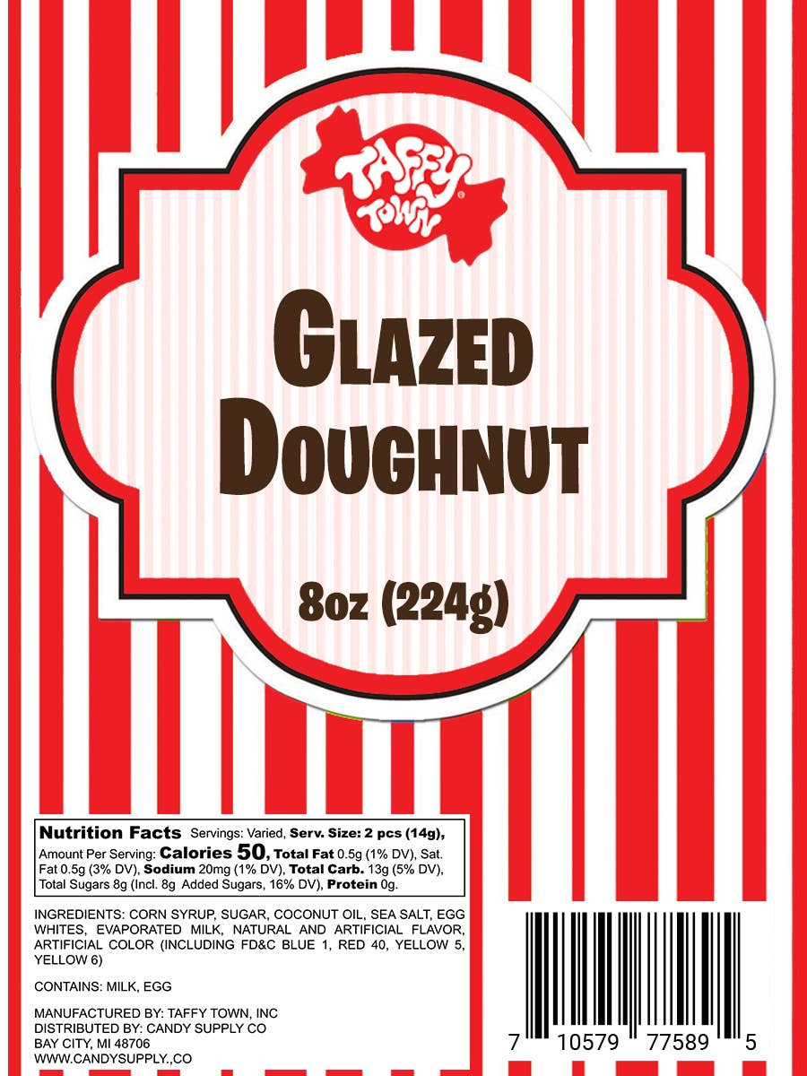 Glazed Doughnut Salt Water Taffy by Taffy Town - 8oz Retail